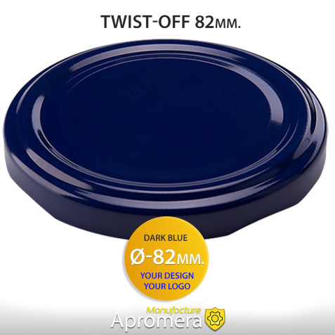 Metal Twist-Off Jar Lid - 82mm (DARK BLUE color) Plastisol Lined Caps