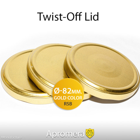 Twist-Off Jar Lid - 82mm (GOLD color) for canning RTO, RTB, RTS, RSB