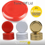 Metal Twist-Off Jar Lid - 82mm (RED color) Plastisol Lined