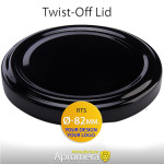 Metal Twist-Off Lid - 82mm (BLACK color) Plastisol Lined Caps